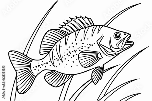 coloring page line art the crappie black vector