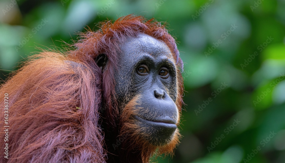 Obraz premium Endangered Orangutan in Natural Habitat for World Orangutan Day