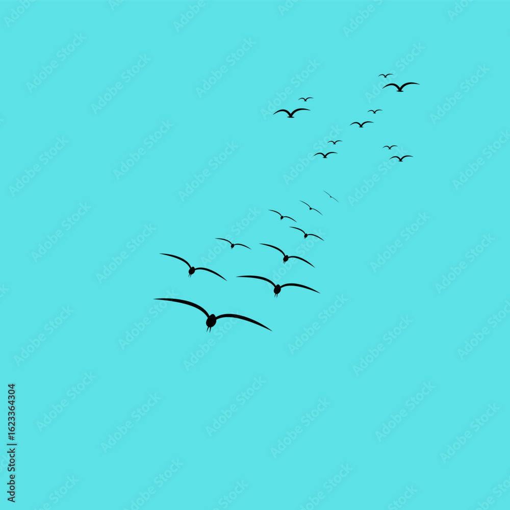 Fototapeta premium A vector set of bird silhouettes in flight, capturing grace and freedom—perfect for tattoos or nature-themed designs.