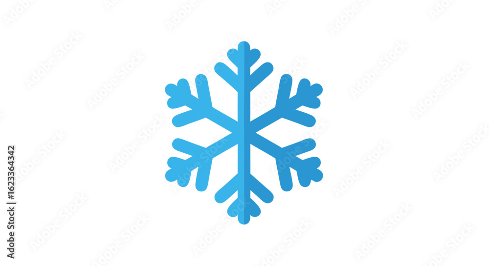 Elegant winter design: A minimalistic blue snowflake illustration on a white background Elegant winter design: A minimalistic blue snowflake illustration on a white background