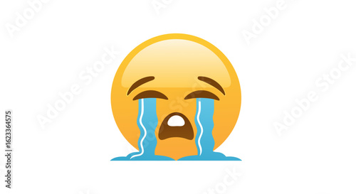 Representing Profound Sadness: A Crying Emoji with Flowing Tears and Expressive Distress Depiction