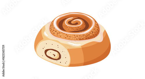 Delightful Cinnamon Roll Graphic: A Sweet Treat Icon with Swirls and Glaze, Perfect for Bakery-Themed Designs or Dessert Illustrations