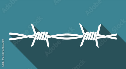Stylized Minimalist Depiction of Barbed Wire on Teal Background Representing Confinement and Security Symbolically