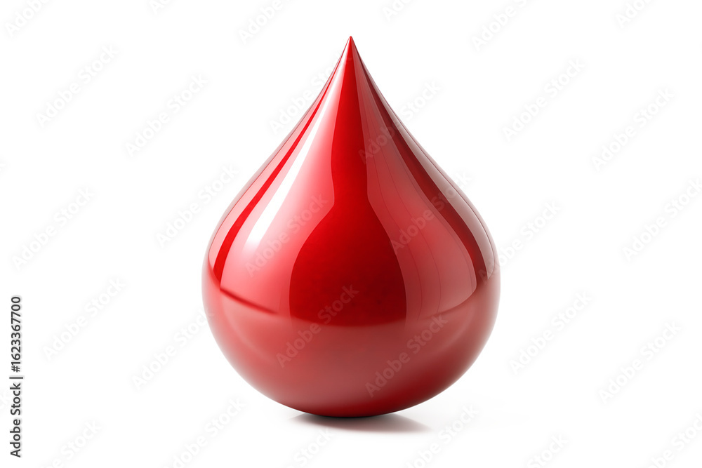 Fototapeta premium A single red blood drop isolated on transparent background, representing health, medicine, and the importance of blood donation and transfusion