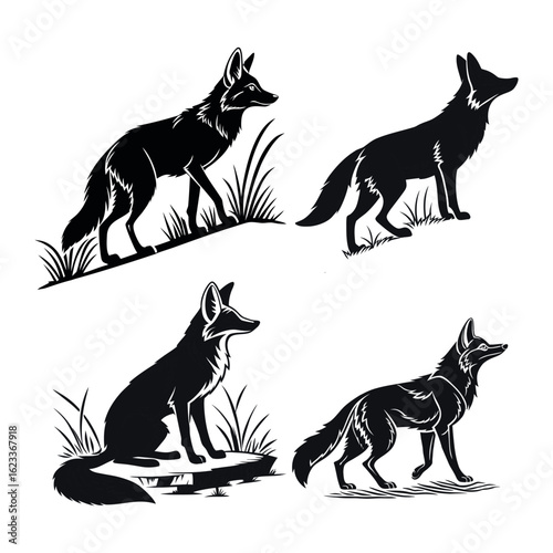 set of wild animals silhouettes