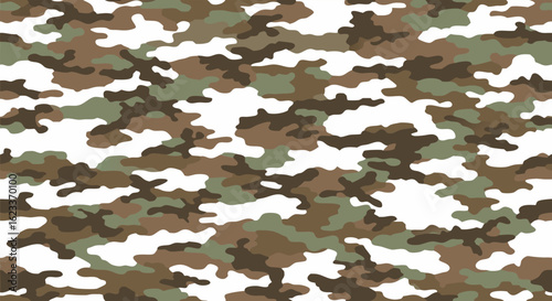 Seamless Camouflage Pattern in Earth Tones Creating a Sense of Concealment and Strategic Design Aesthetic for Various Applications