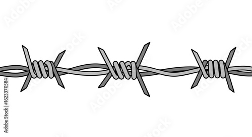 Stylized depiction of a barbed wire fence element illustrating constraint and security boundary concept visualization