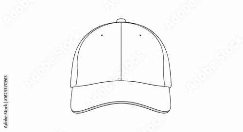 Baseball cap outline illustration in high resolution and precise line work perfect for apparel designs and digital mockups