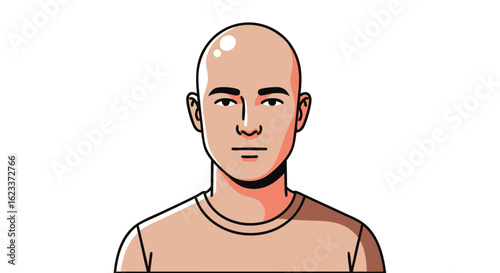 Stylized Portrait of a Bald Man with Defined Features and Modern Graphic Presentation Style