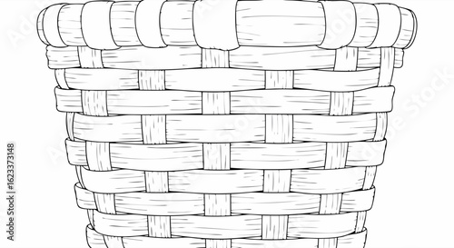 Handwoven basket illustration showing intricate design and artisanal craftsmanship using traditional weaving techniques for decorative storage