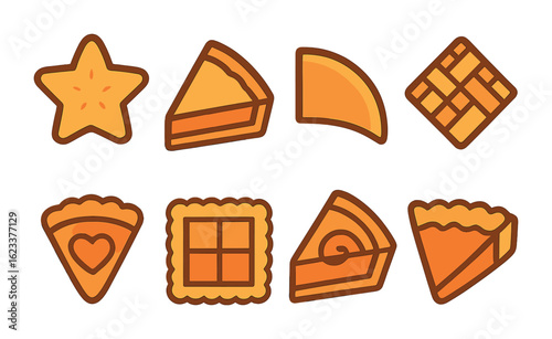 Geometric Pie Slices. Flat vector mini-illustrations geometric pie slice designs in colors children's
