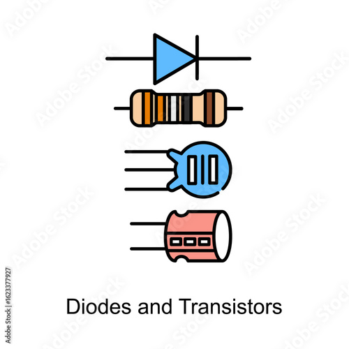 Diodes and Transistors Icon. Vector Design