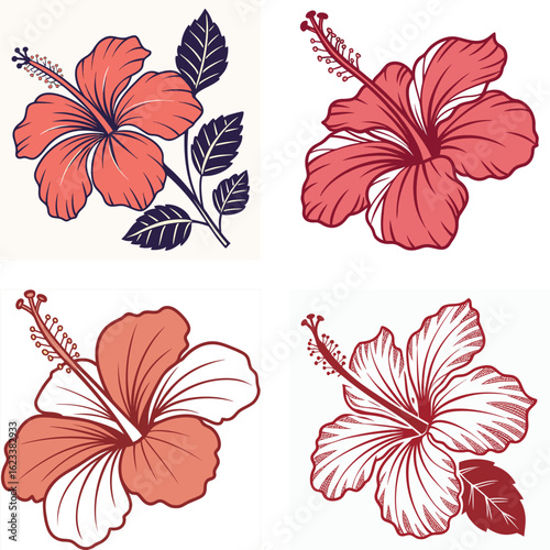  A bold hibiscus icon with five large petals and a small stamen in the 
center.
