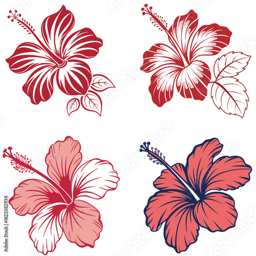  A bold hibiscus icon with five large petals and a small stamen in the 
center.