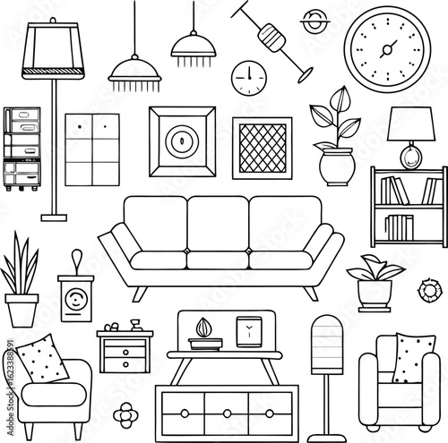furniture icons set