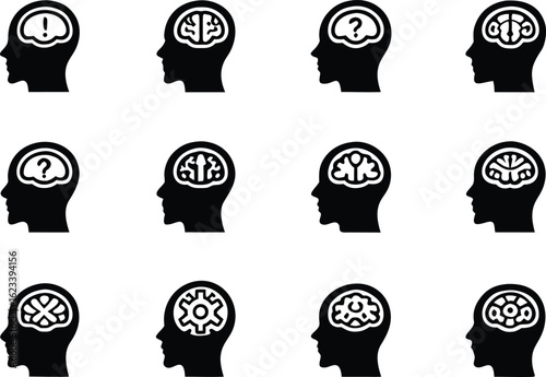 States of Mind Icon Set. Emotions and Feelings Icon Collection. Mental Health Icon Set. Psychology and Mood Icon Pack. Emotional Expression Icon Set. Human Mind Icon Collection