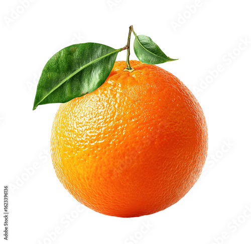 orange with leaf isolated on transparent background