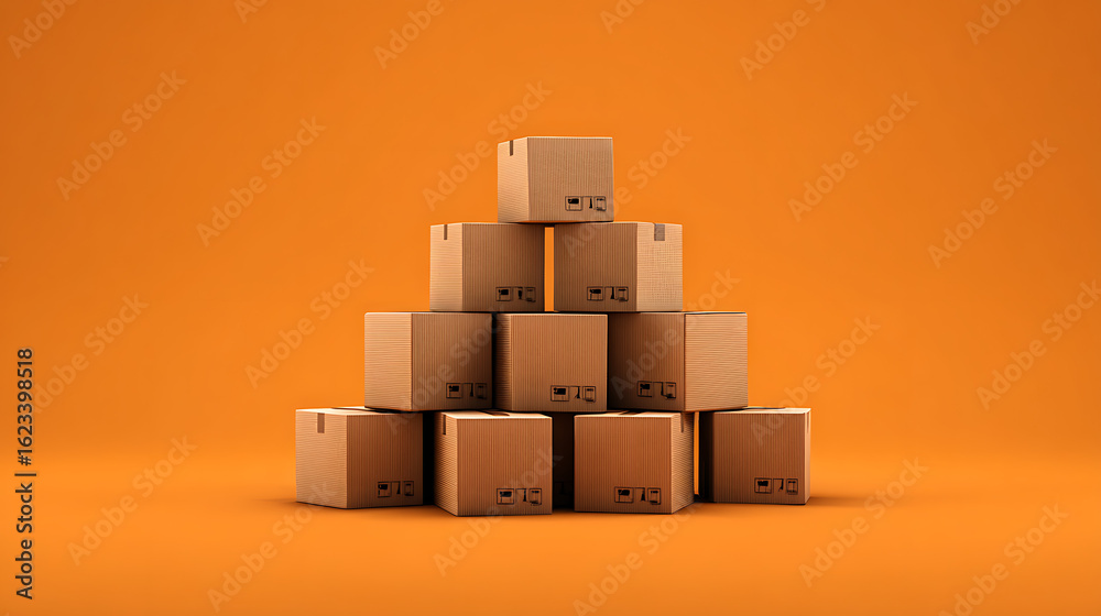 Obraz premium Stacked cardboard boxes for moving and storage moving boxes storage boxes