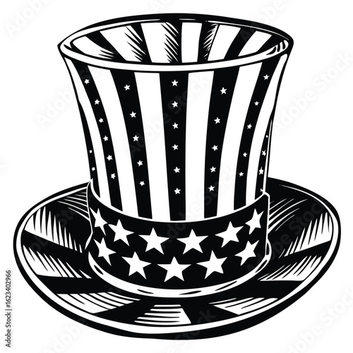 Uncle Sam Top Hat with Stars and Stripes Pattern america Columbus