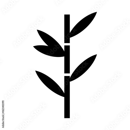 Bamboo plant silhouettes Bamboo parts and section of branches and leaves shapes for design Icon Vector Illustration button for social networking services, internet forums, news websites and blogs. Ico