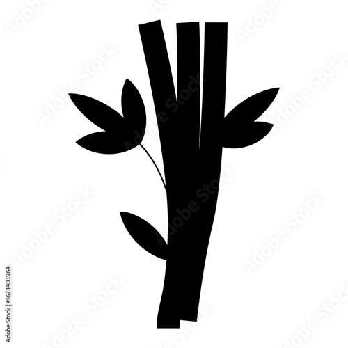 Bamboo plant silhouettes Bamboo parts and section of branches and leaves shapes for design Icon Vector Illustration button for social networking services, internet forums, news websites and blogs. Ico