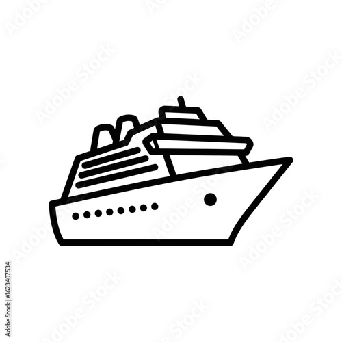 Cruise Ship Vector Icon for Travel and Adventure  