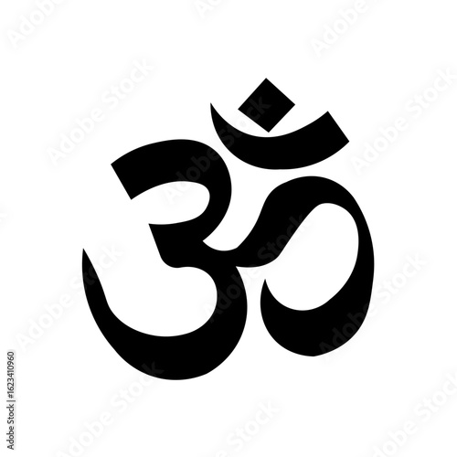 om symbol vector illustration. ohm symbol sign on white background. Symbol of Buddhism and Hinduism religions. The symbol of the divine triad of Brahma, Vishnu and Shiva. Om icon Flat design