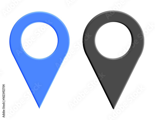 Free Download Blue and Black Map Pin Icons PNG – Dual Location Markers with Transparent Background - GFXLoad
