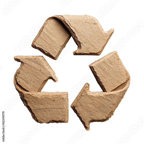 Cardboard recycling symbol isolated on white or transparent background. Generative AI