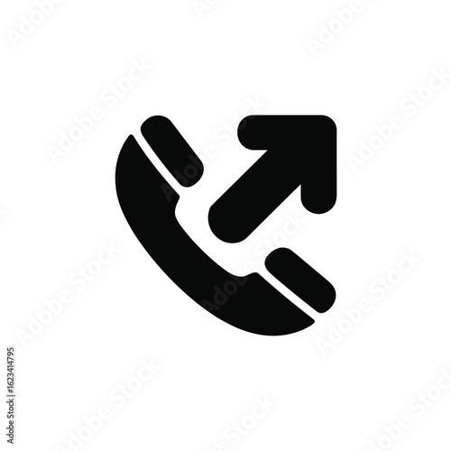 Black silhouette of a telephone handset with an upward pointing arrow