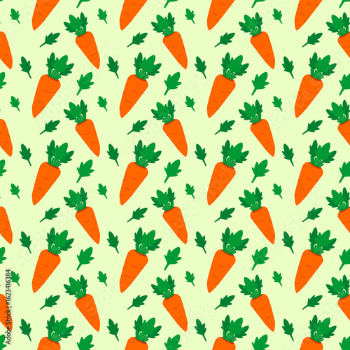 Chunky Carrots with leaves seamless pattern