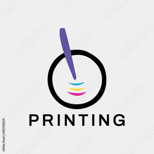 printing shop logo design vector