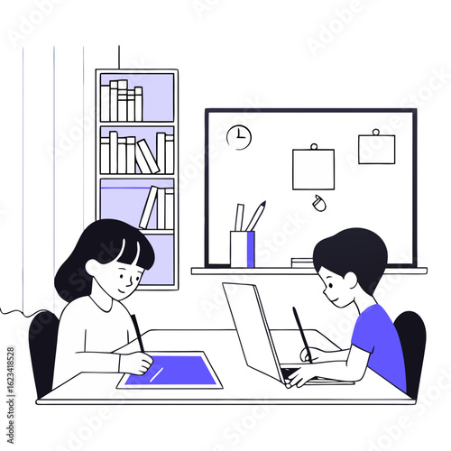 Homework Flat Illustration