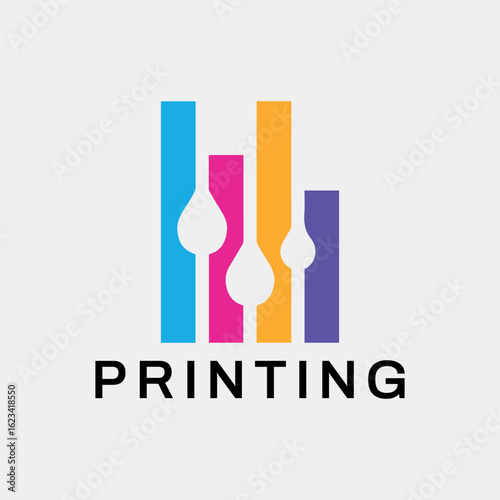 printing shop logo design vector