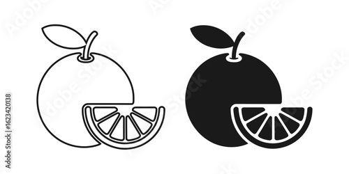 Orange fruit with slice vector