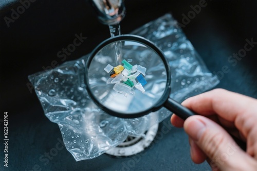 Tap water filter with microplastics