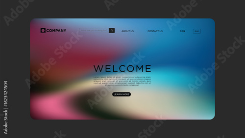 Modern website template design with vibrant gradient and simple navigation for creative agency showcase