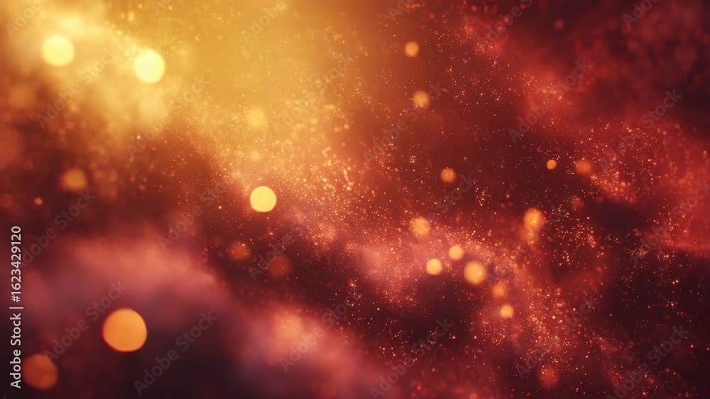 Warm light blend of red, gold and orange lens effects with soft diffusion and cinematic softness for visual overlays