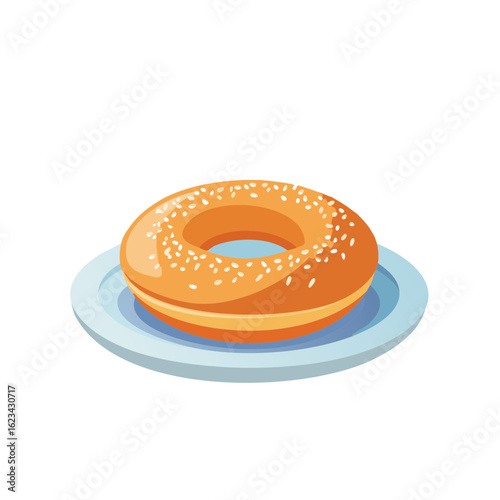 A sesame bagel elegantly presented on a plate