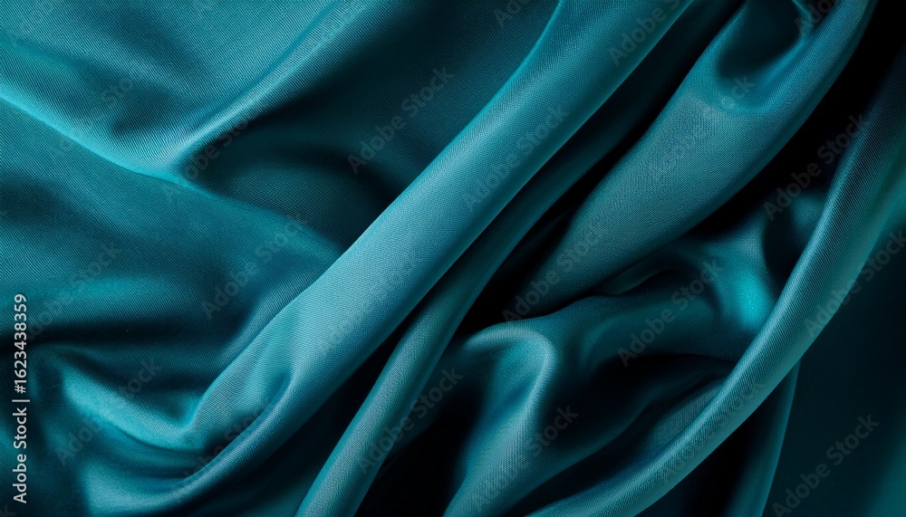 Fototapeta premium elegant designs feature soft folds wavy lines dark blue teal tones luxurious flat lay