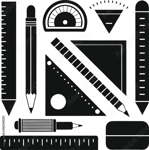 set of black and white pencils