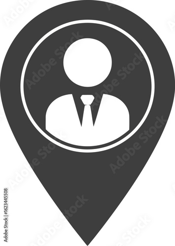 Free Download Vector art of black location pin icon with a person silhouette inside, isolated on white background - GFXLoad