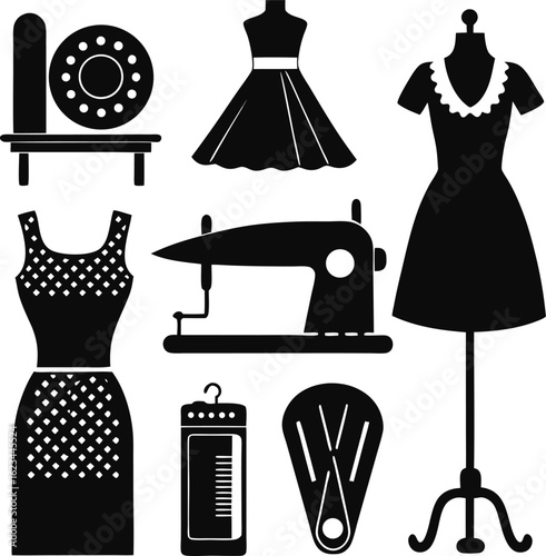 set of female accessories for sewing