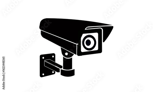 CCTV security camera icons set video surveillance monitoring, defocused home security camera, wall mounted for outdoor area safety and observation