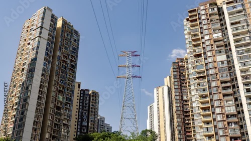 Wallpaper Mural Apartment towers and electricity pylons in Chongqing in china Torontodigital.ca