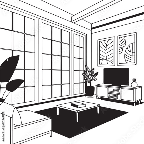 modern living room with fireplace