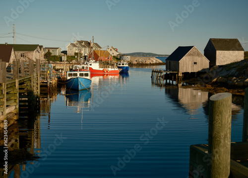 Sunrise at The Idyllic working harbor and port of Peggy's Cove on Nova Scotia on Canada's Atlantic Province