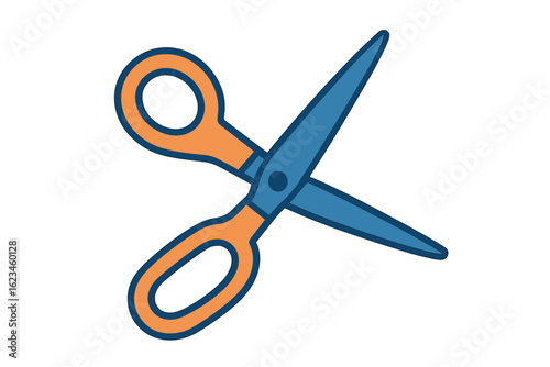Illustration of a handsaw with a plastic handle on a black background for cutting wooden planks used in construction or carpentry as a hand tool icon
