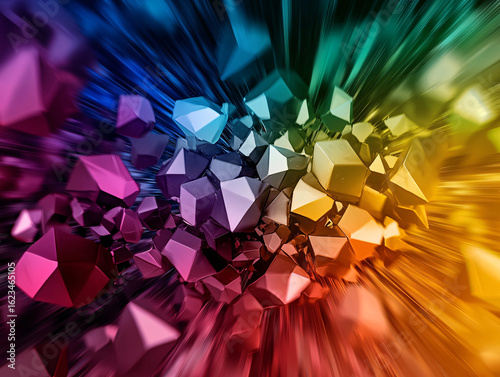 Abstract colorful geometric shapes with motion blur effect modern background design