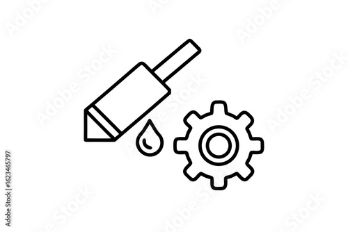lubricant can pouring single line indicating maintenance and care  